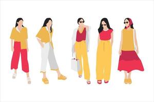 ilustración vectorial del paquete de mujeres casuales vector