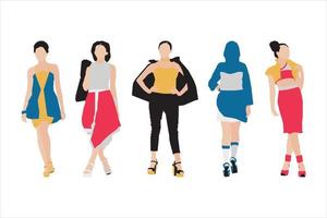 Vector illustration of fashionable women bundle