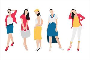 Vector illustration of casual women bundle