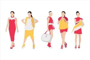 Vector illustration of fashionable women bundle