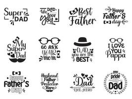 Set of fathers day lettering quote vector