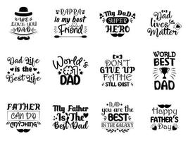 Set of fathers day hand lettering quote vector