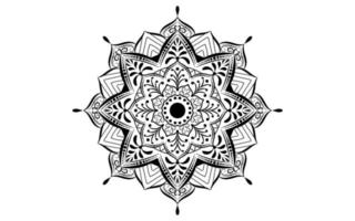 flor de patrón circular de mandala con blanco y negro, motivos florales de mandala vectorial con fondo blanco vector