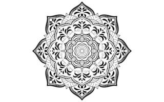 flor de patrón circular de mandala con blanco y negro, motivos florales de mandala vectorial con fondo blanco vector