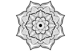 flor de patrón circular de mandala con blanco y negro, motivos florales de mandala vectorial con fondo blanco vector