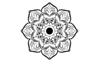 flor de patrón circular de mandala con blanco y negro, motivos florales de mandala vectorial con fondo blanco vector