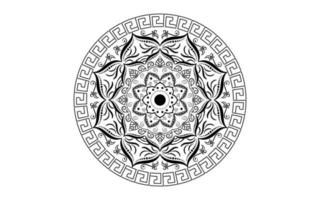 flor de patrón circular de mandala con blanco y negro, motivos florales de mandala vectorial con fondo blanco vector