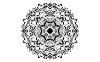 flor de patrón circular de mandala con blanco y negro, motivos florales de mandala vectorial con fondo blanco vector