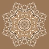 diseño de mandala de lujo con color crema, motivos florales de mandala vectorial con fondo negro vector