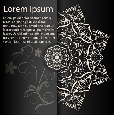 luxury mandala design with Cream color, Vector mandala floral patterns with black background