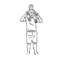 línea arte feliz padre sosteniendo a su hijo en el cuello ilustración vector dibujado a mano aislado sobre fondo blanco