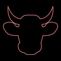 Neon cow head red color vector illustration flat style image