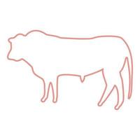 Neon bull red color vector illustration flat style image