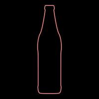 Neon beer bottle red color vector illustration flat style image