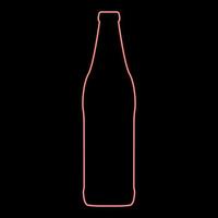 Neon beer bottle red color vector illustration flat style image