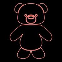 Neon little bear red color vector illustration flat style image