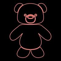 Neon little bear red color vector illustration flat style image