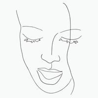 Surreal Faces Continuous line, drawing of set faces and hairstyles, fashion concept, woman's beauty, minimalist, vector illustration, pretty sexy. Contemporary portrait