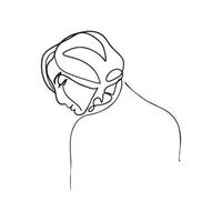 Surreal Faces Continuous line, drawing of set faces and hairstyles, fashion concept, woman's beauty, minimalist, vector illustration, pretty sexy. Contemporary portrait