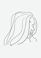 Surreal Faces Continuous line, drawing of set faces and hairstyles, fashion concept, woman's beauty, minimalist, vector illustration, pretty sexy. Contemporary portrait