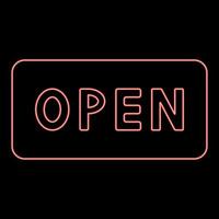 Neon sign open red color vector illustration flat style image