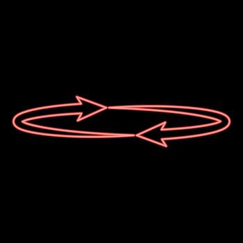 Neon two arrows on the . angle 360 red color vector illustration image flat style