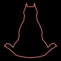 Neon dog from back view red color vector illustration flat style image