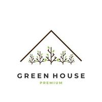 Green plant house illustration logo vector