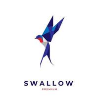 Blue geometric flying swallow illustration logo vector