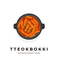 tteokbokki en una ilustración de vector de olla caliente