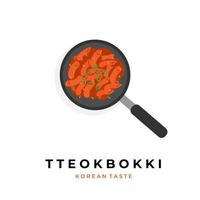 Hot boiled spicy tteokbokki Korean street food vector illustration