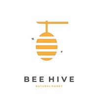 Honey illustration logo with beehive vector