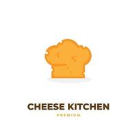 Chef hat illustration logo with cheese kitchen vector