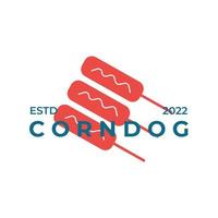 logotipo de ilustración de comida callejera coreana vintage corndog vector