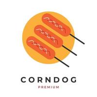 Simple and minimalistic korean street food illustration logo corndog hot dog vector