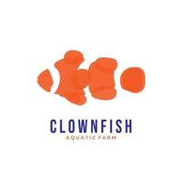 Clown fish vector illustration logo with overlapping orange color pattern