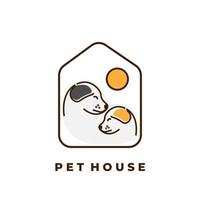 Pet shop line art illustration logo vector