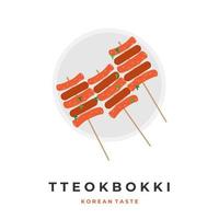 Korean street food illustration vector tteokbokki sotteok with stick