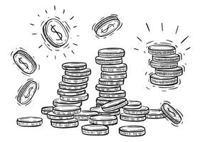 Pile of money, hand drawn illustration, vector. vector