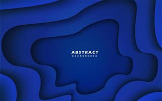 Papercut deep blue abstract wave shape background vector