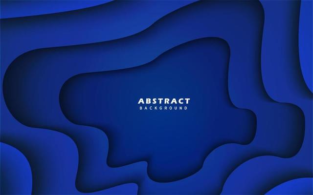 Papercut deep blue abstract wave shape background