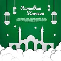 Ramadhan background papercut vector