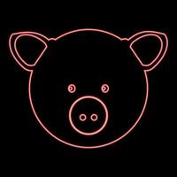 Neon pig head red color vector illustration flat style image