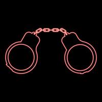 Neon handcuff red color vector illustration flat style image