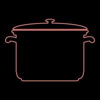 Neon saucepan red color vector illustration flat style image