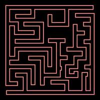 Neon labyrinth maze conundrum red color vector illustration flat style image