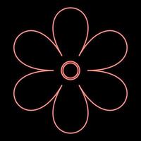 Neon flower icon black color in circle red color vector illustration flat style image