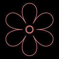 Neon flower icon black color in circle red color vector illustration flat style image