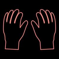 Neon pair work of gloves icon black color in circle red color vector illustration flat style image