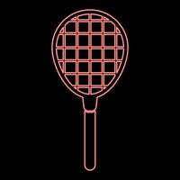 Neon tennis racquet icon black color in circle red color vector illustration flat style image
